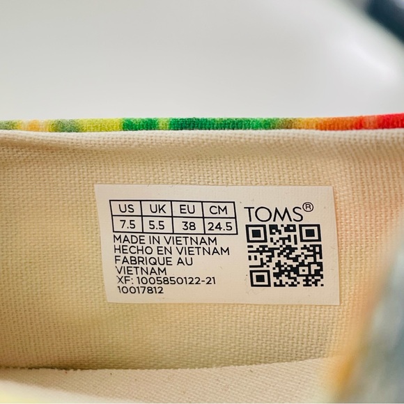 TOMS Women's Canvas Alpargata Slip On Flats Tie Dye Size 7.5 - Picture 6 of 7